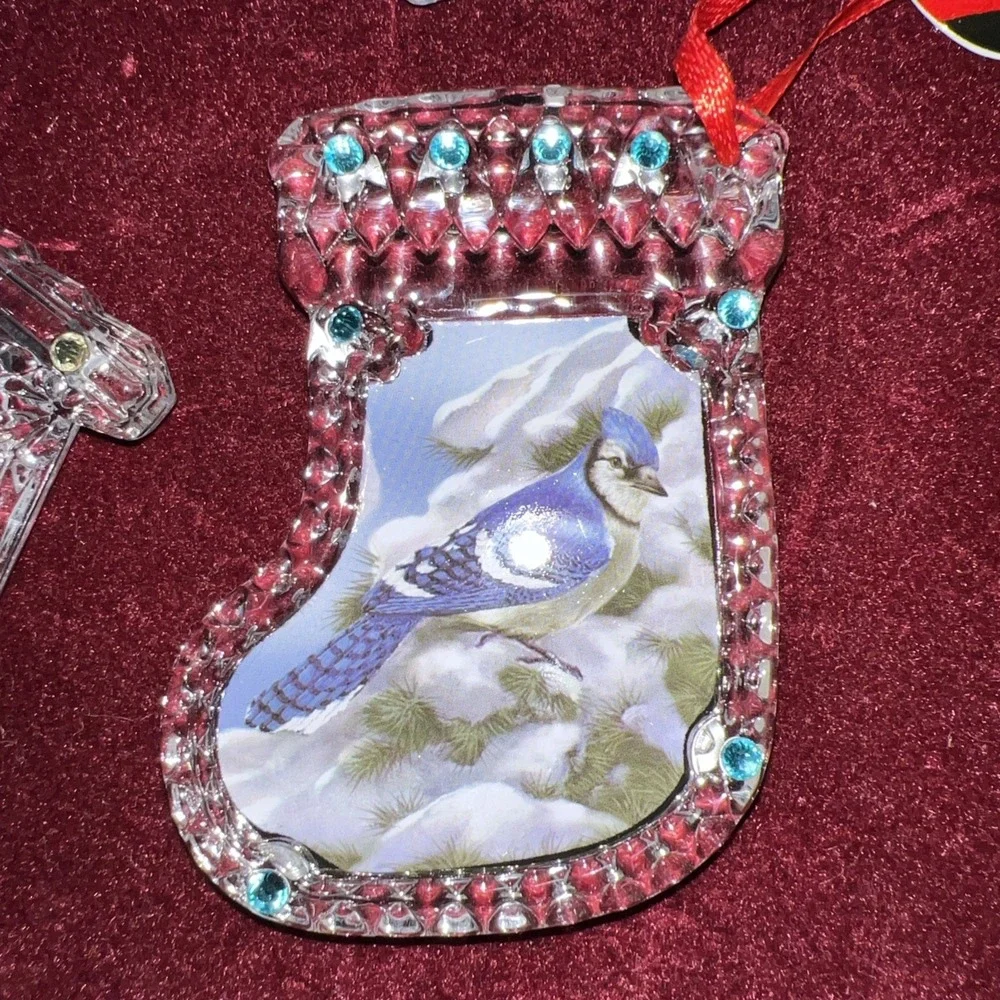 Collection of 6 Danbury Mint‎ Song Bird Crystal Christmas Ornaments